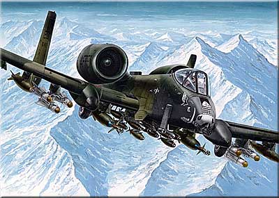 Американский штурмовик A-10 "Thunderbolt" II заходит на цель атака американского штурмовика