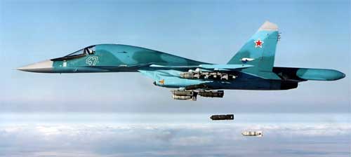 Фотография полета российского самолета-истребителя Су-34 Су-34