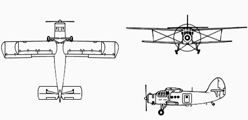 Ан-2 в трех проекциях