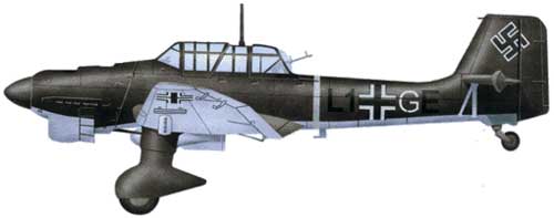 Юнкерс Ju 87В-1 вид сбоку Ju-87