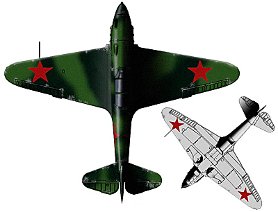 Советский истребитель Як-1 вид сверху и снизу Як-1