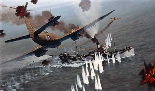 Атака самолета Beaufighter Mk.II Beaufighter Mk.II