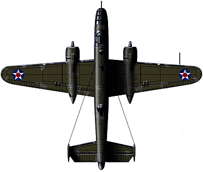модель самолета b-25b вид сверху