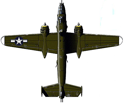 модель самолета b-25j вид сверху