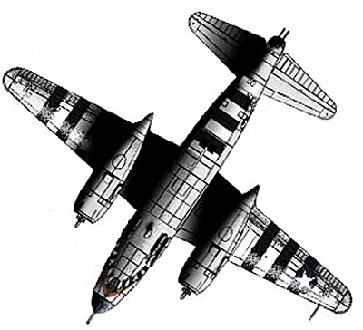 Средний бомбардировщик "Martin" В-26В-55-МА "Marauder" нижняя проекция самолета