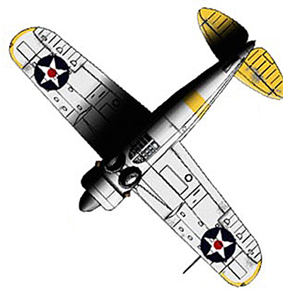 Модификация палубного истребителя "Brewster" F2A-2 "Buffalo" нижняя проекция самолета