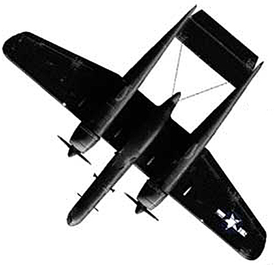Ночной истребитель Р-61В "Northrop" Р-61 "Black Widow" нижняя проекция самолета нижняя проекция самолета